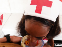 Small black tits nurse takes cowboy's big cock1080p