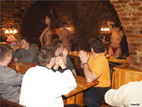 Naughty girls drinking and smoking in pub