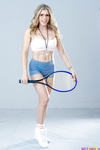 Cory chase Wearing blue pants and pink shirt