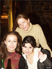 Naughty girls drinking and smoking in pub