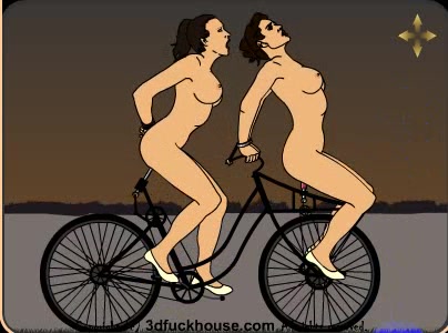 Bicycle sex machine for two girl