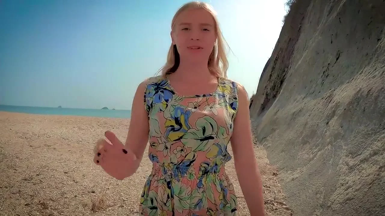 Perfect Blowjob at the Sunny Public Beach by Blonde Russian Teen Dirty Talk